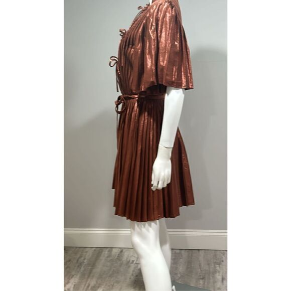 Altuzarra Tosha Pleated Metallic Minidress Size 6(38) - Picture 8 of 10
